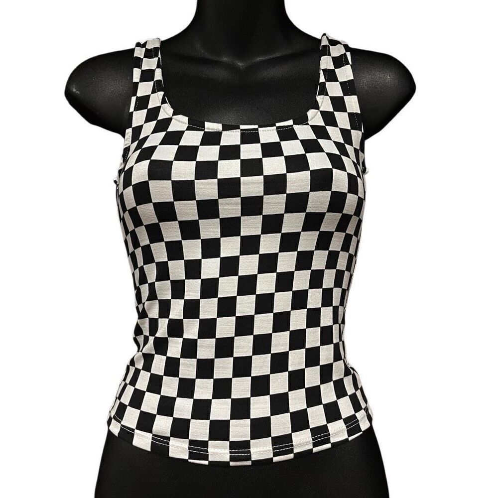 Rue 21 Checkered Stretch Stretchy Tank Top Women’s XS